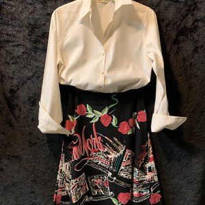 Midi skirt with New York theme print and beading size 4